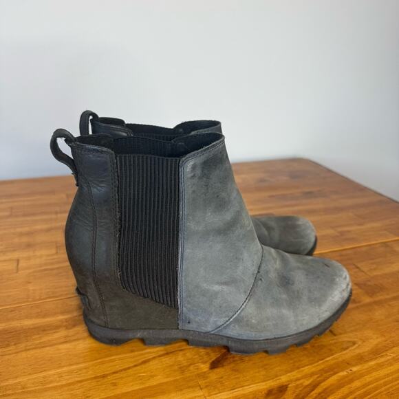 Sorel Joan of Arctic Leather Wedge Ankle Pull On Boots Size 10 - Picture 1 of 5